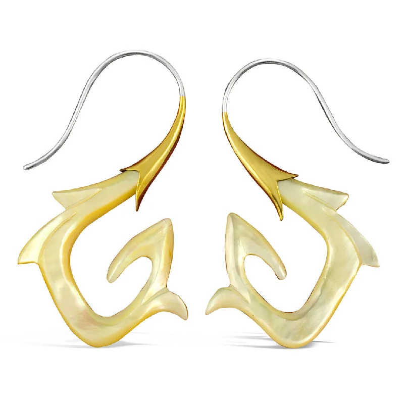 Large Dangle Earrings-<span>ESS-154<span>: </span></span>Aries - Shell