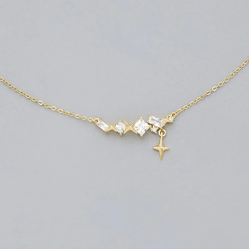 Silver Crystal Bar Necklace-Trendy Necklace 171274