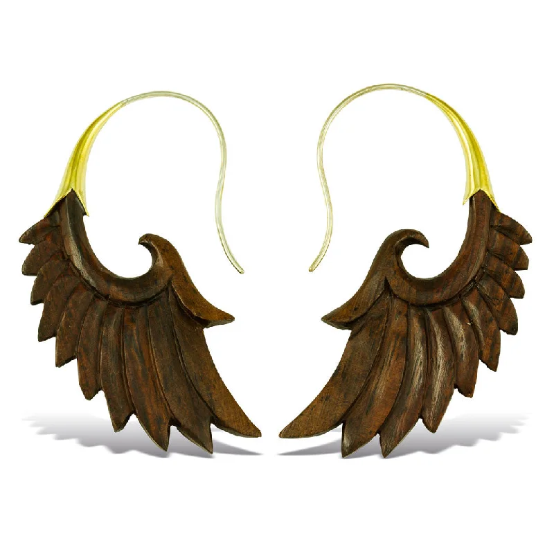 Bridal Earrings-<span>ESW-068<span>: </span></span>Shira Wings - Wood