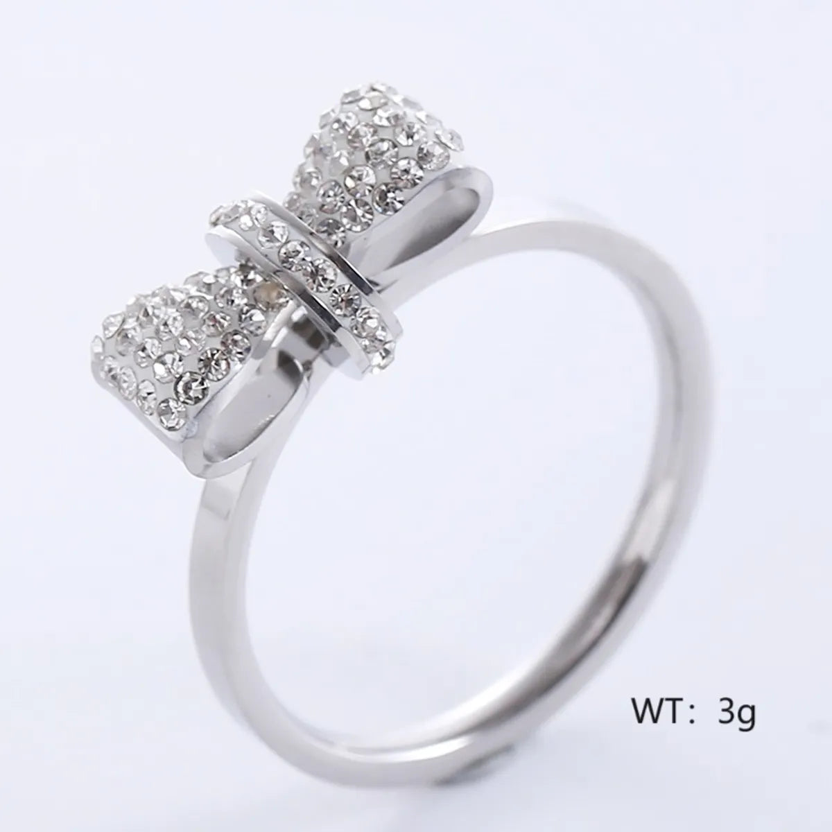 Princess Romantic Bow Knot Stainless Steel Plating Inlay Rhinestones 18k Gold Plated Rose Gold Plated Rings