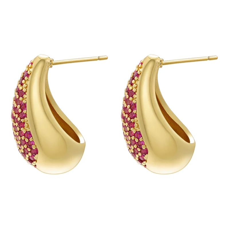 Gold Rose Red Diamond 1 Pair