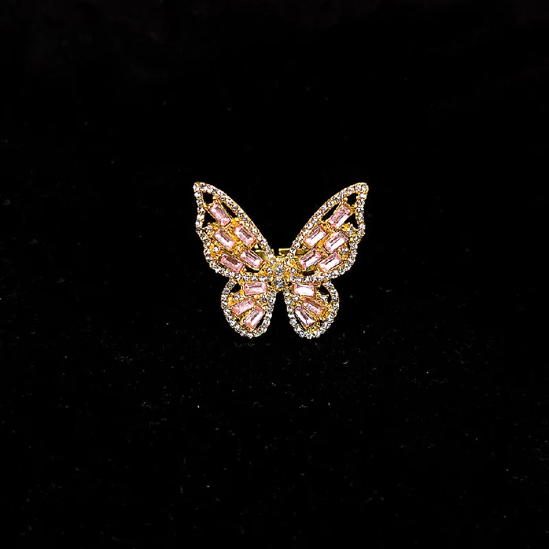 Butterfly Ring Gold Pink Diamond