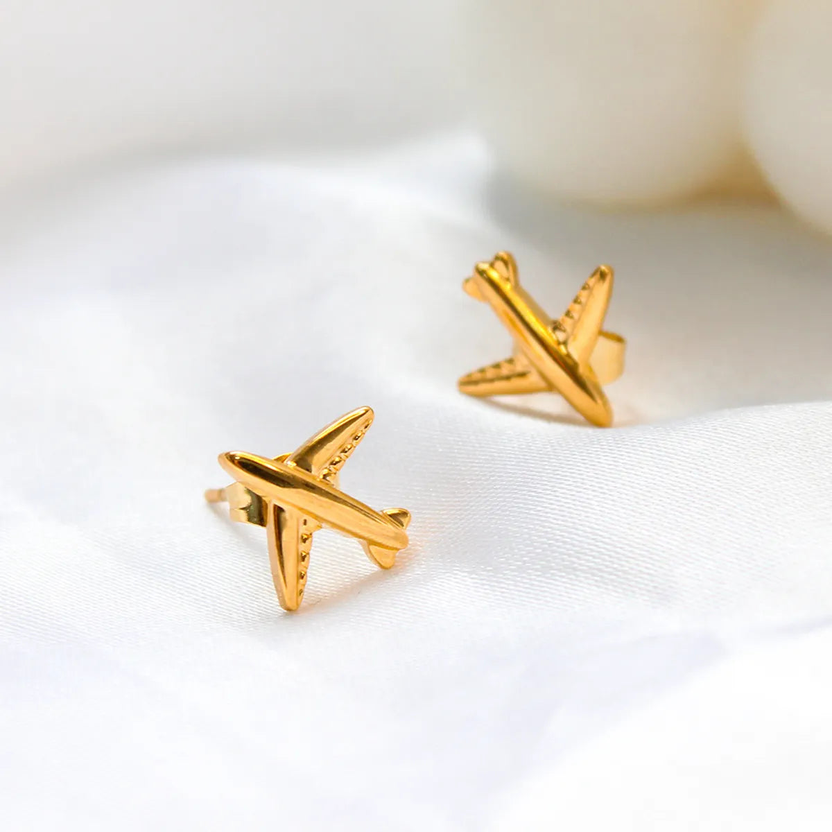 1 Pair Simple Style Airplane Plating Stainless Steel Ear Studs