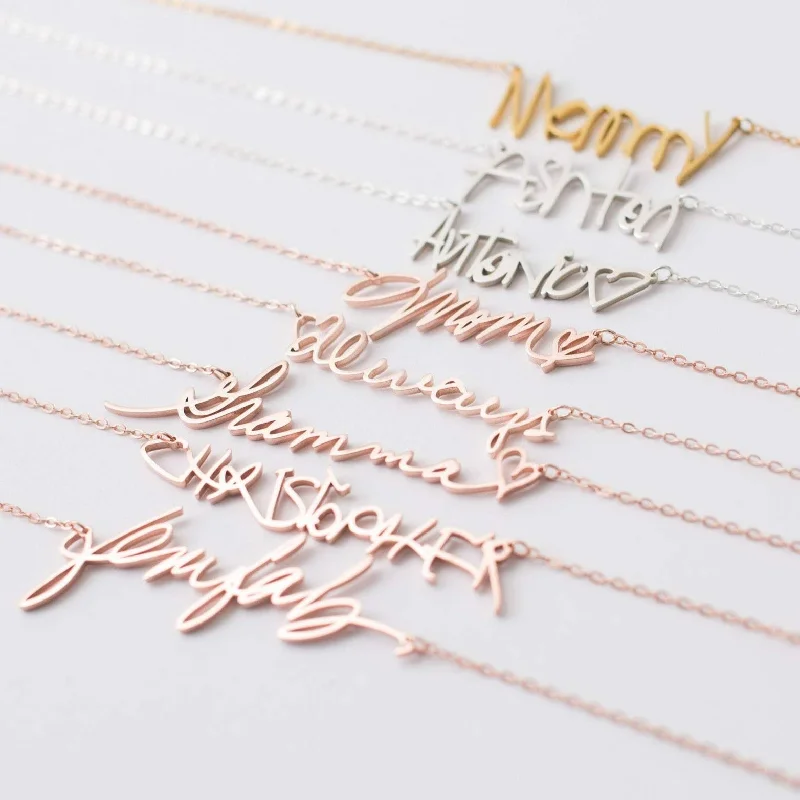 Custom Layered Necklace-Handwriting Necklace