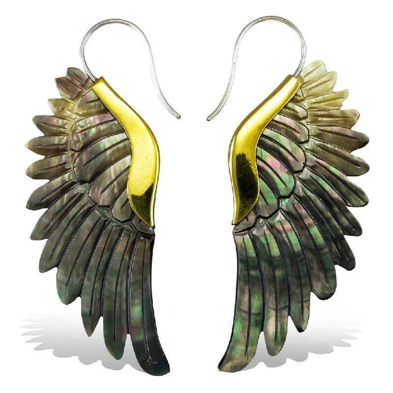 Crystal Drop Earrings-<span>ESS-105<span>: </span></span>Swift Wings - Black Shell