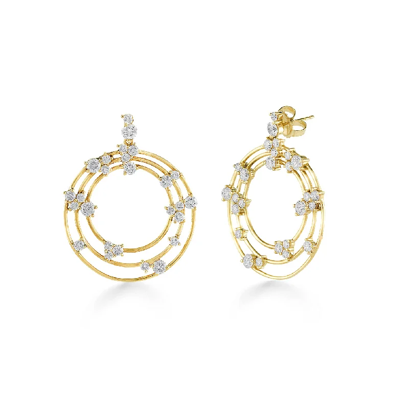 Minimalist Hoop Earrings-Gold & Diamond Cocktail Wire Statement Earrings