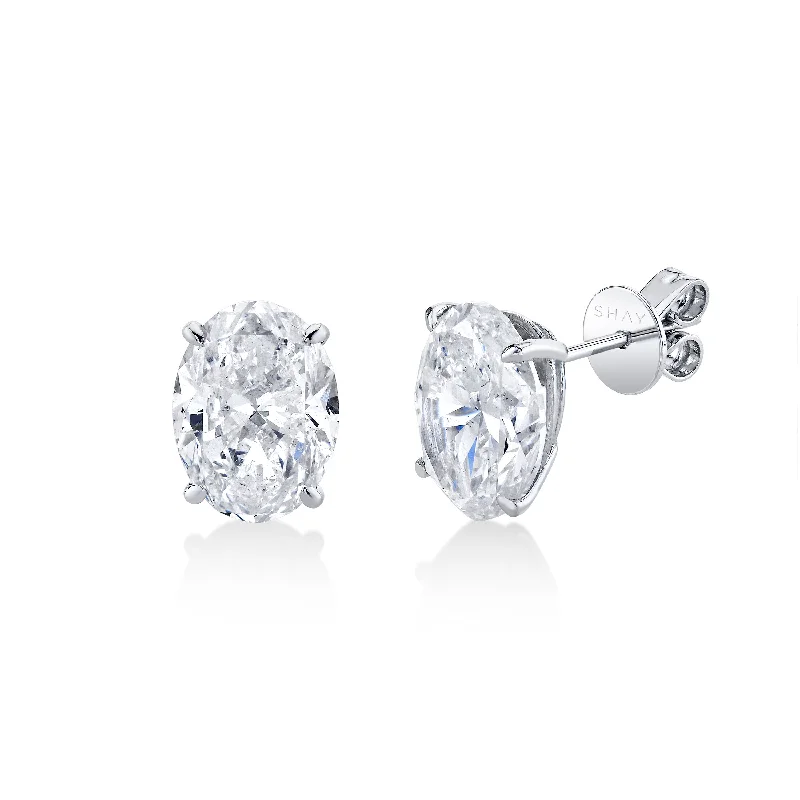 Wedding Earrings-READY TO SHIP JUMBO OVAL DIAMOND STUDS