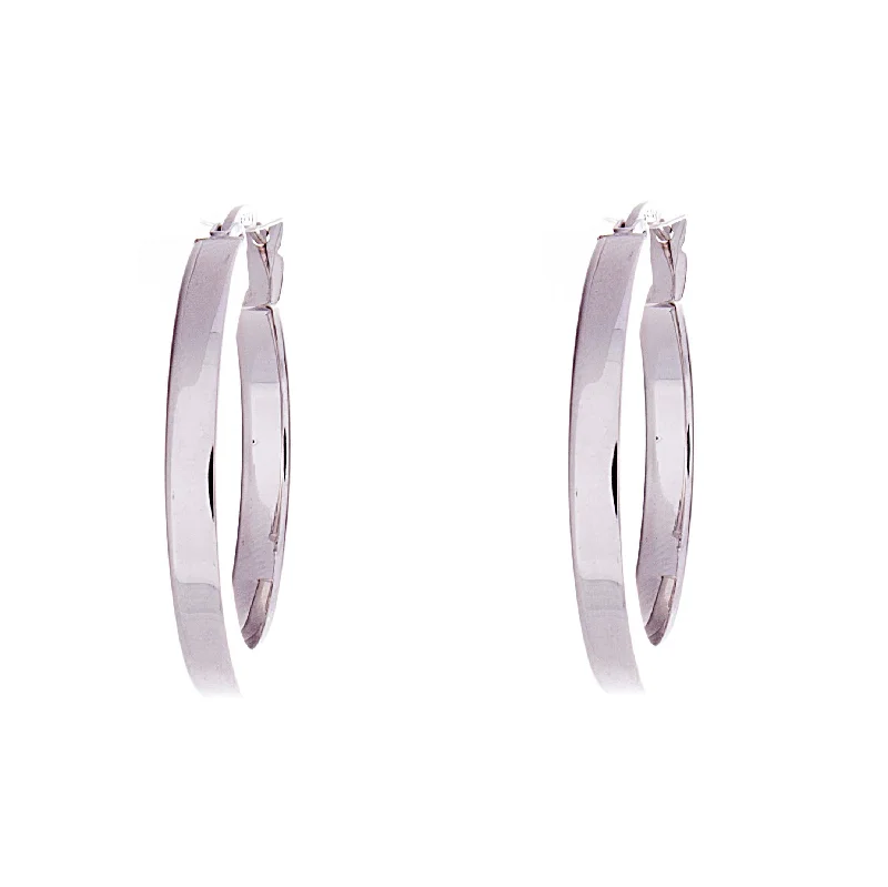 Unique Silver Hoop Earrings-White Gold Earrings