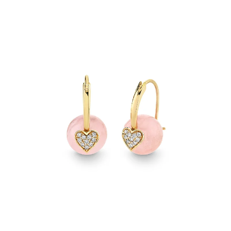 Handmade Silver Earrings-Gold & Diamond Heart Morganite Earrings