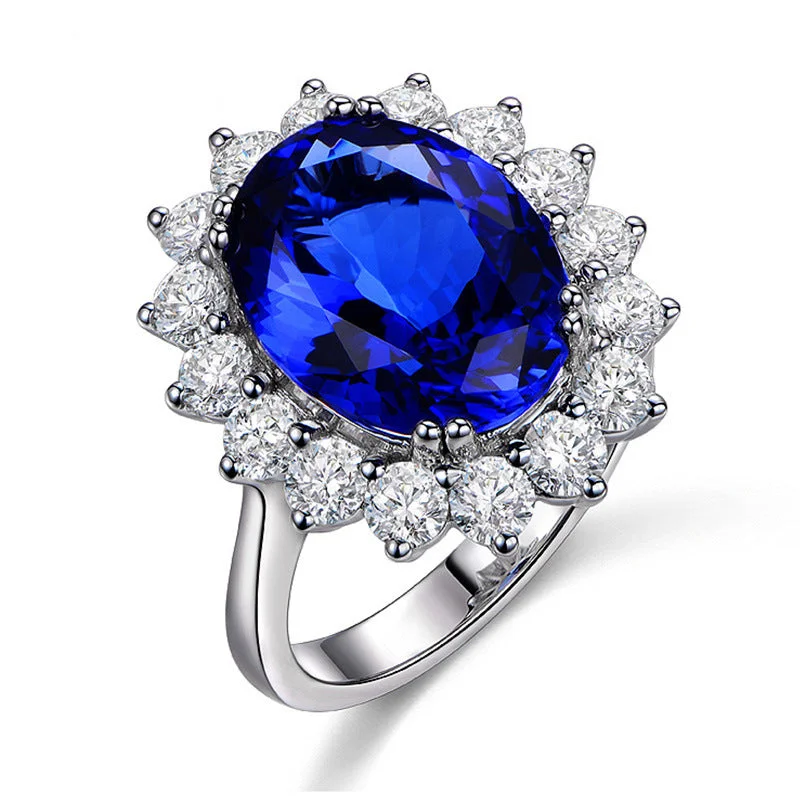 Sapphire Ring (White Gold Plated)