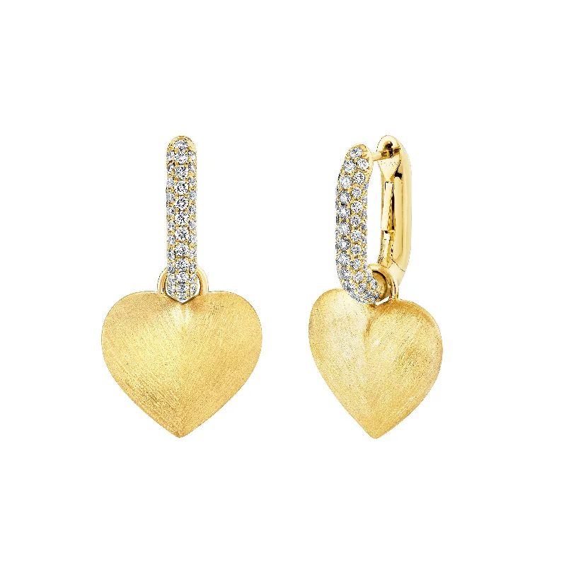 Colored Hoop Earrings-DIAMOND PAVE LINK HEART EARRINGS