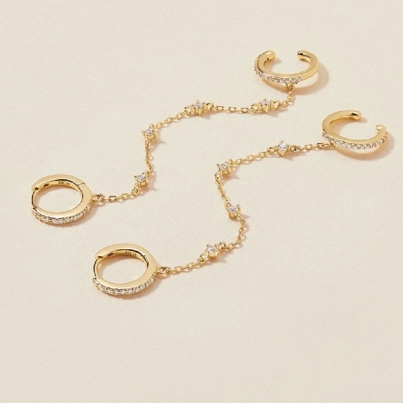 Metal Hoop Earrings-Olsen chained cuff earrings