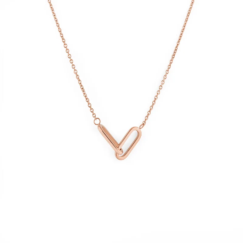 Layered Crystal Pendant Necklace-Unice Necklace Rose Gold