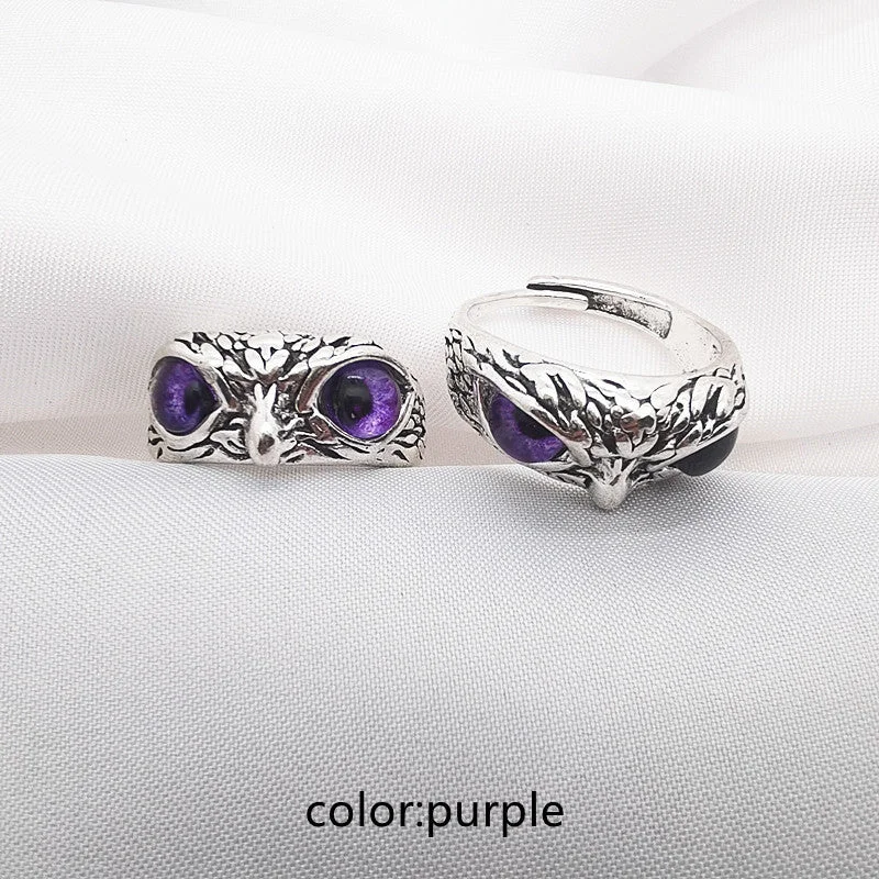 Purple Owl Ring