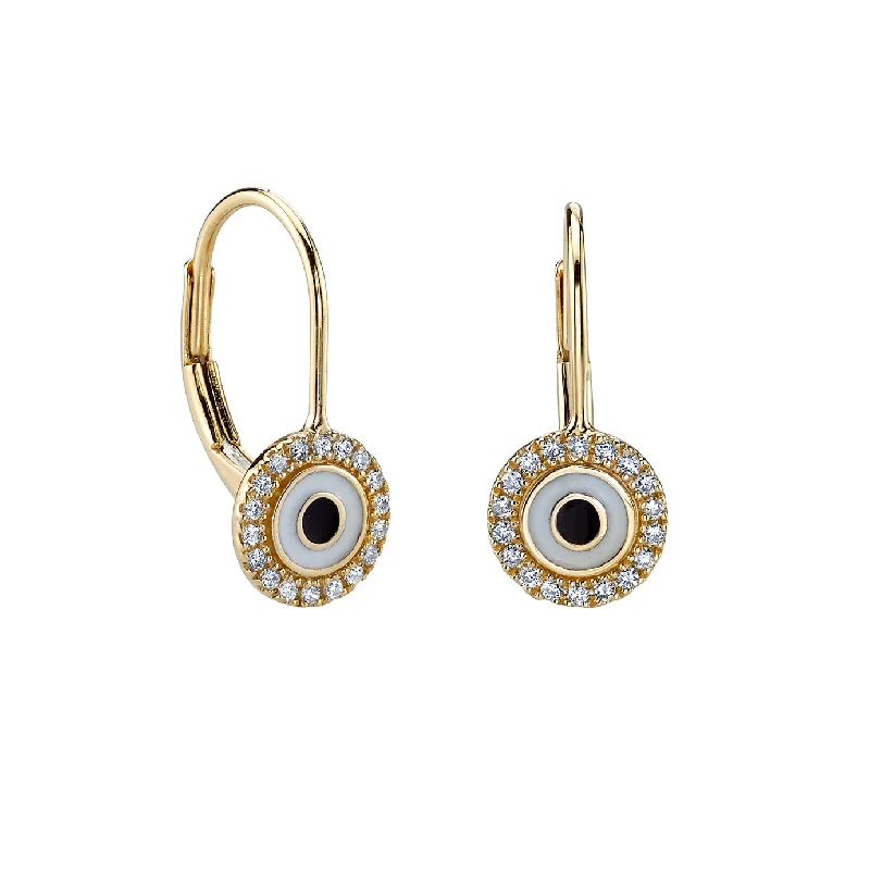 Modern Geometric Earrings-Gold & Diamond Eye French Wire Earrings