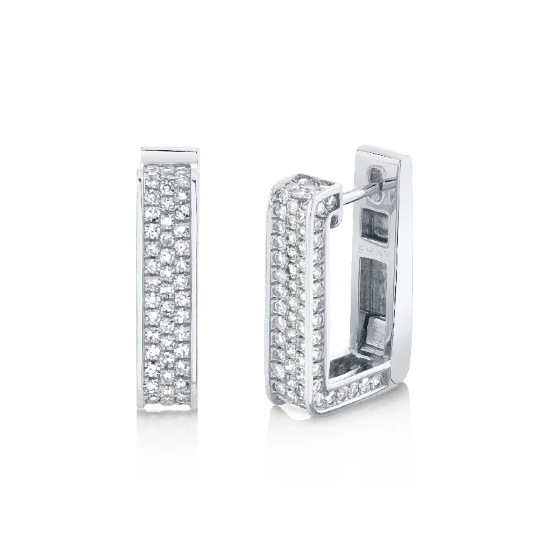 Bold Drop Earrings-DIAMOND PAVE DECO LINK HUGGIES