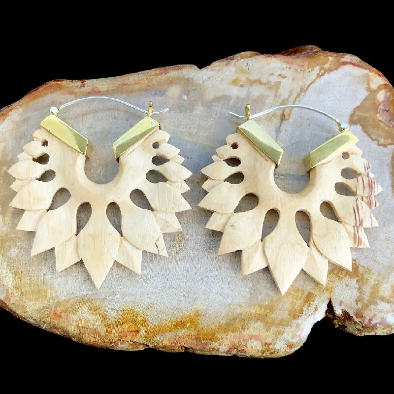 Pear Shaped Earrings-<span>ESW-321<span>: </span></span>Spade Hoops - Wood