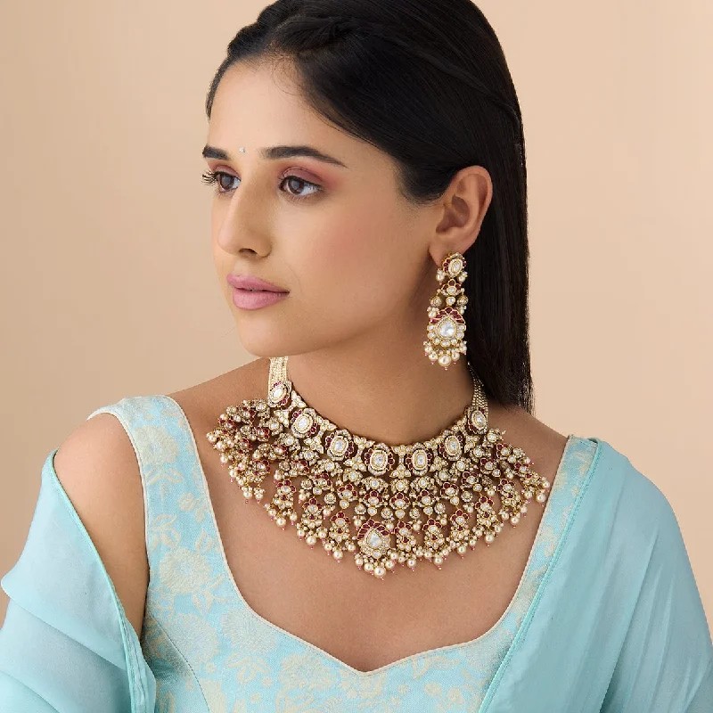 Gold Choker Necklace-Kundan Necklace 176783