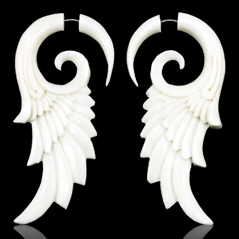 Fashion Pearl Earrings-<span>EFB-826<span>: </span></span>Flared Wings - Bone