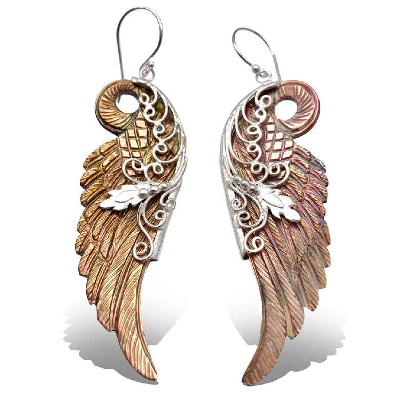 Simple Crystal Earrings-<span>ETS-020<span>: </span></span>Pearl Wings - Shell in Silver