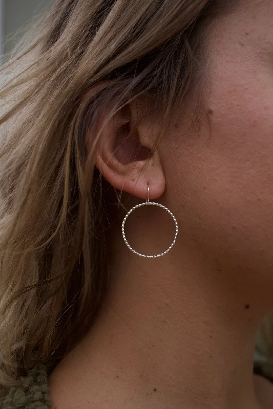 Long Dangle Hoop Earrings-Dainty Beaded Mini Hoops