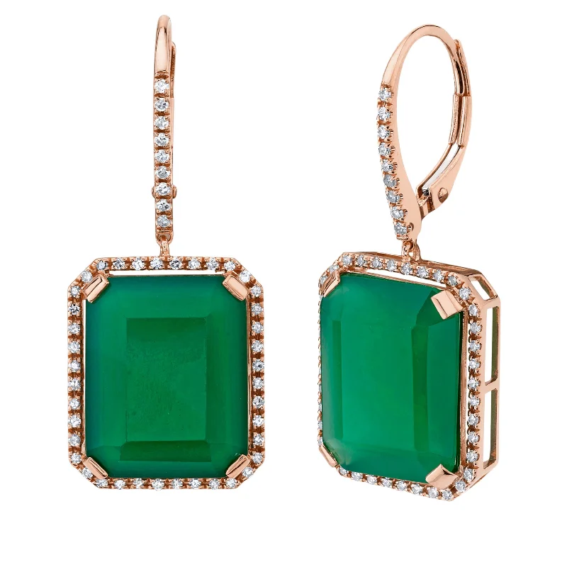 Stylish Drop Earrings-GREEN ONYX PORTRAIT EARRINGS