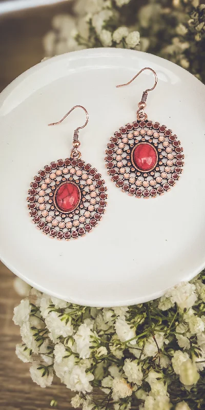 Chunky Gold Earrings-Beautiful Copper and Red Earrings