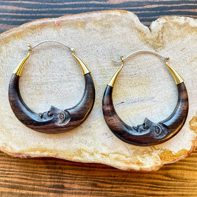 Fashion Hoop Earrings-<span>ESW-261<span>: </span></span>Moon Hoops - Wood