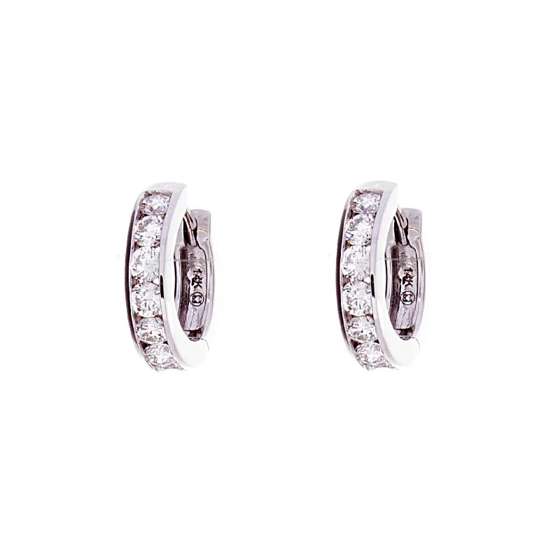 Classic Silver Earrings-Diamond Huggie Earrings