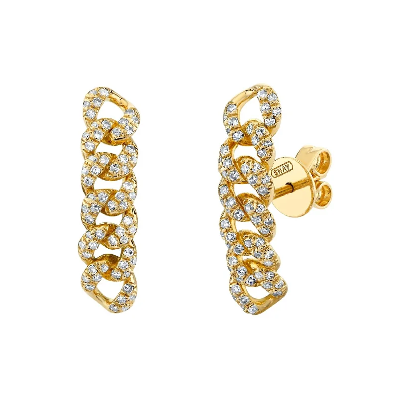 Elegant Ear Cuffs-READY TO SHIP DIAMOND PAVE SIX LINK HUGGIES