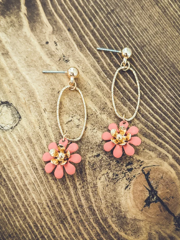 Petite Stud Earrings-Beautiful Gold Flower Drop Earrings