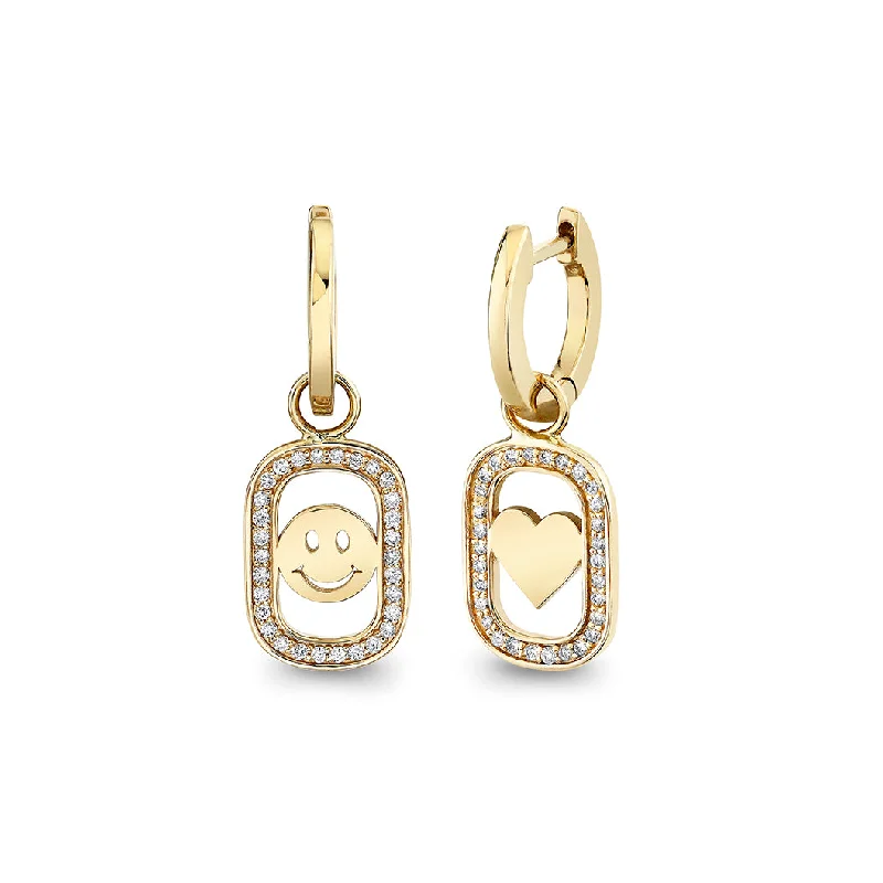 Gold Stud Earrings-Gold & Diamond Open Icon Earrings