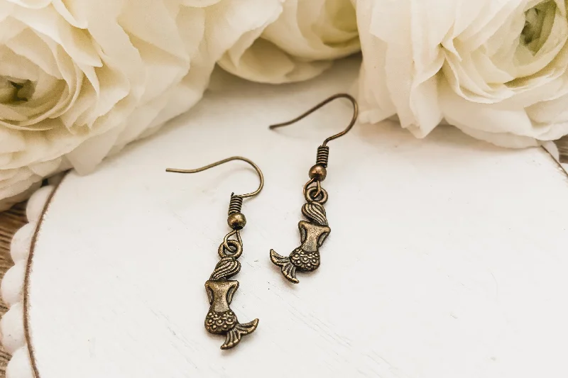 Butterfly Shape Earrings-Beautiful Bronze Mermaid Earrings