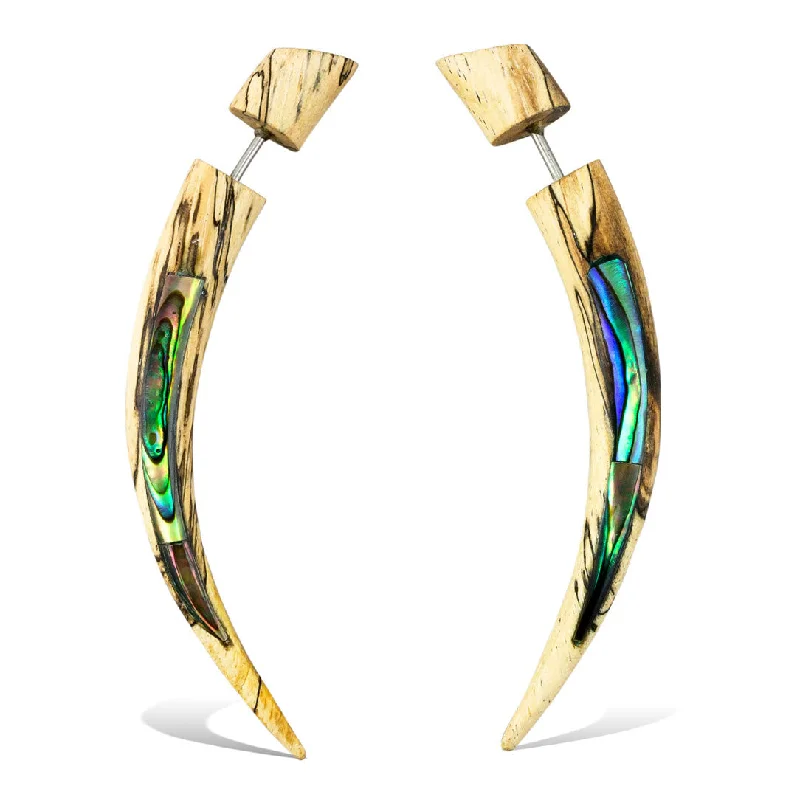 Shiny Hoop Earrings-<span>EFWA-303<span>: </span></span>Talons with Abalone - Wood