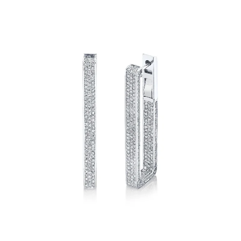 Retro Earrings-DIAMOND PAVE ELONGATED DECO LINK EARRINGS