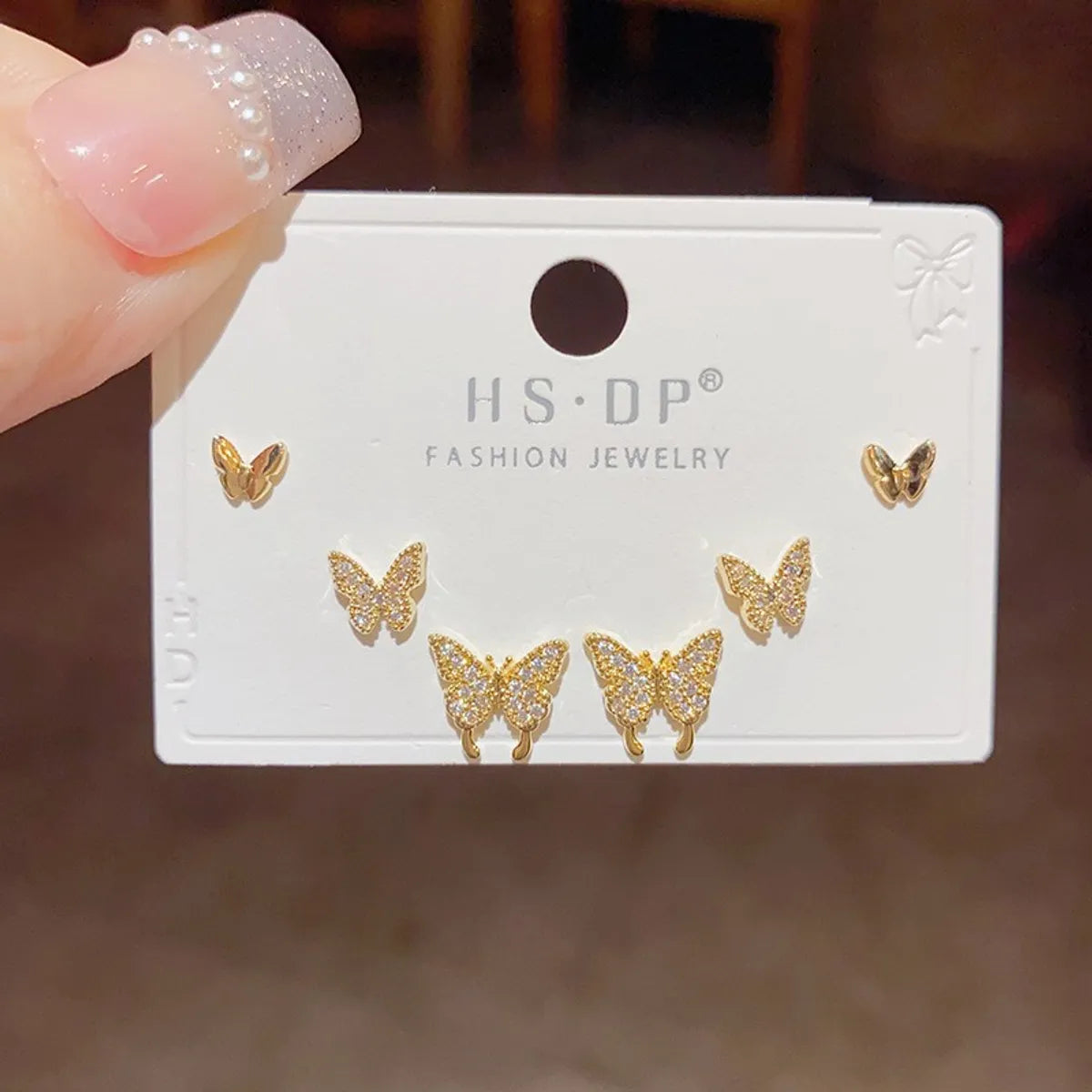 16# Gold-Butterfly Studs Combination