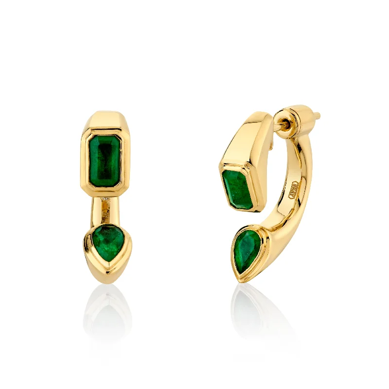 Fun Hoop Earrings-EMERALD BYPASS EARRINGS