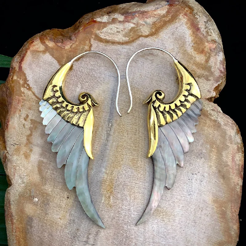 Eco-Friendly Earrings-<span>ESS-073<span>: </span></span>Renaissance Wings - Black Shell