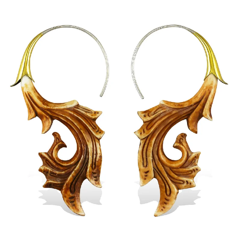 Trendy Statement Earrings-<span>ESB-406<span>: </span></span>Nikora Silver Curls - Bone