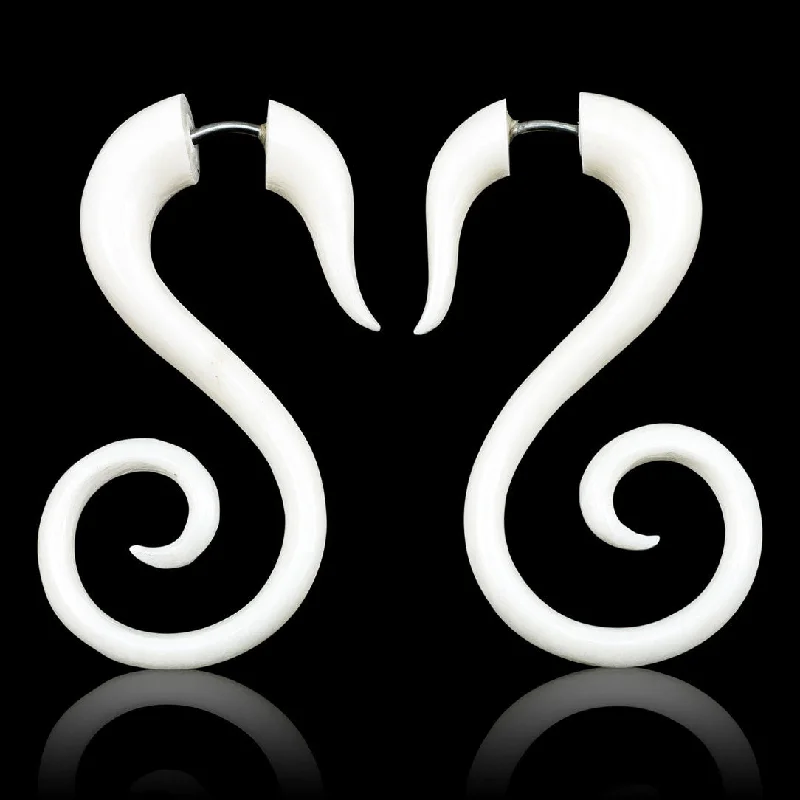 Handcrafted Earrings-<span>EFB-148<span>: </span></span>Spiral Tails - Bone