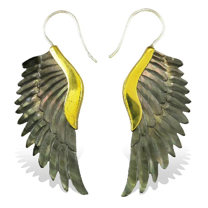 Unique Chandelier Earrings-<span>ESS-107<span>: </span></span>Eagles Wing - Black Shell