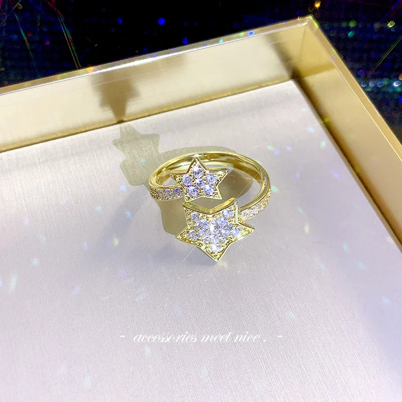 Ga0528 Five-Pointed Star Shiny Diamond Ring