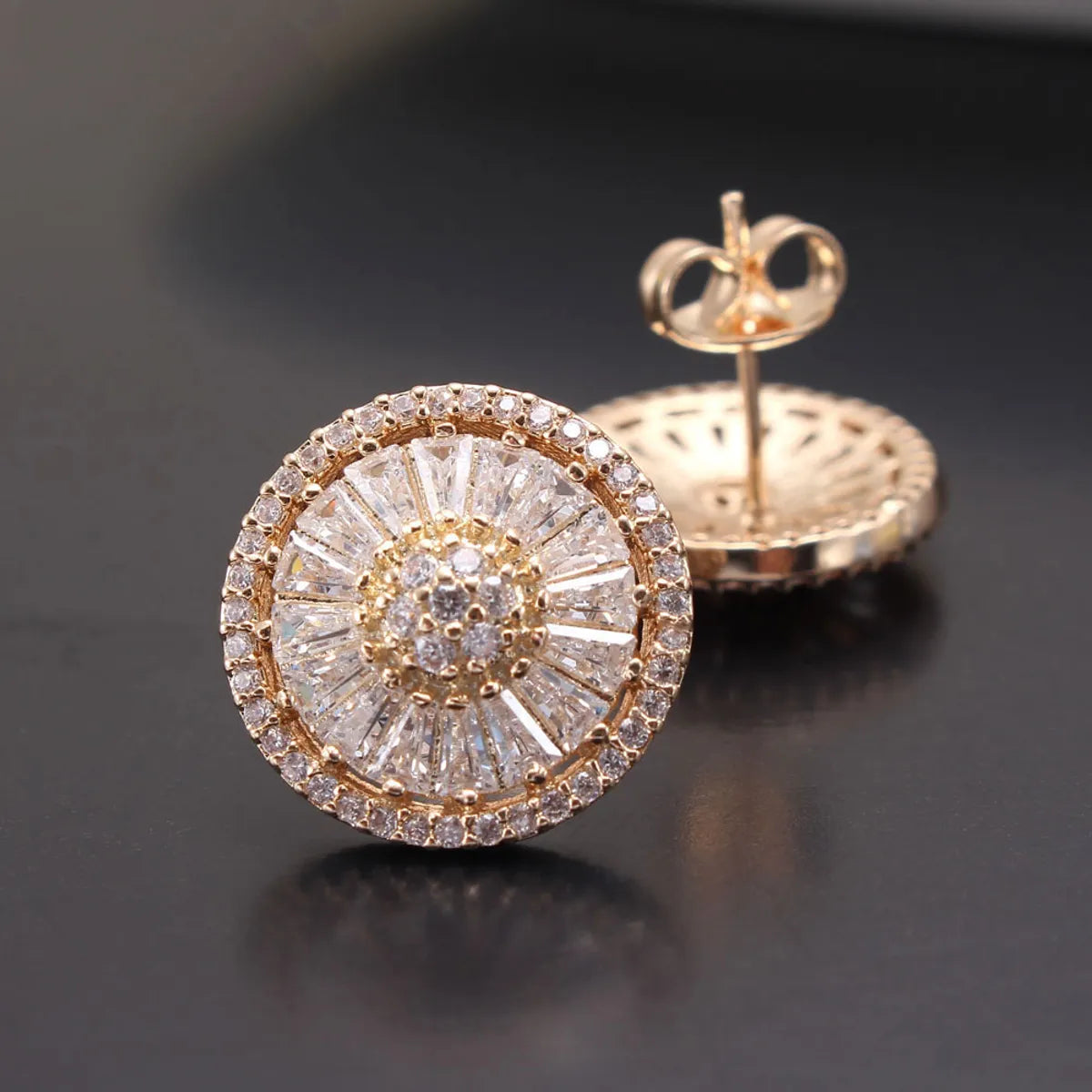 EA01-2 Gold-Plated White Zirconium Small Size