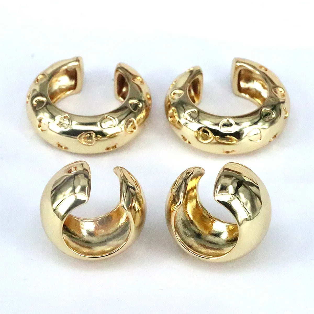 1 Pair Elegant Luxurious Heart Shape Plating Copper 18k Gold Plated Ear Cuffs