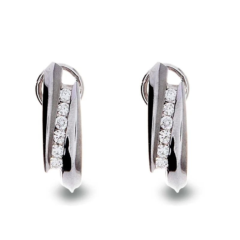 Butterfly Wing Earrings-Channel Set Diamond Earrings