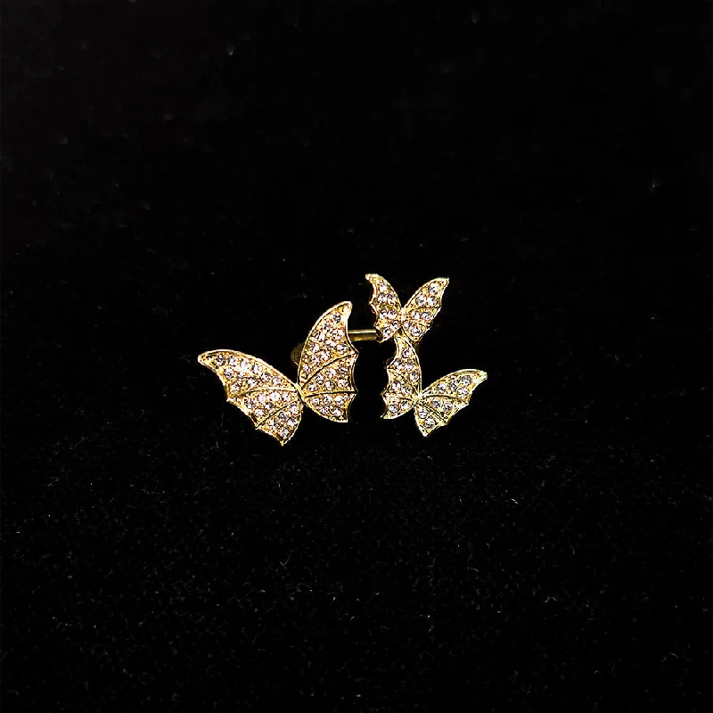 Three Butterfly Rings Golden White Diamond