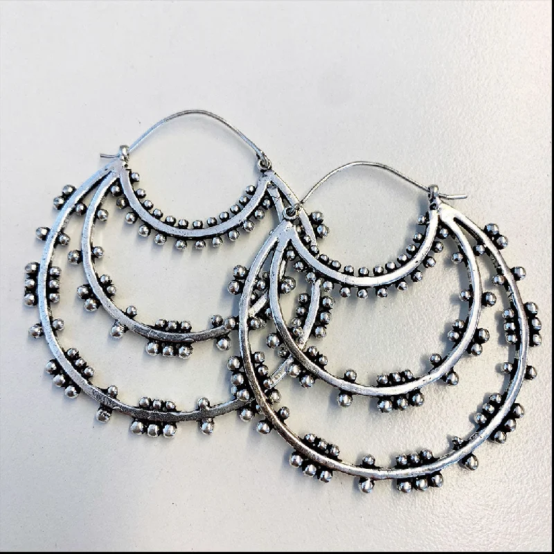 Long Silver Earrings-<span>ASE-003<span>: </span></span>Paraten Hoops