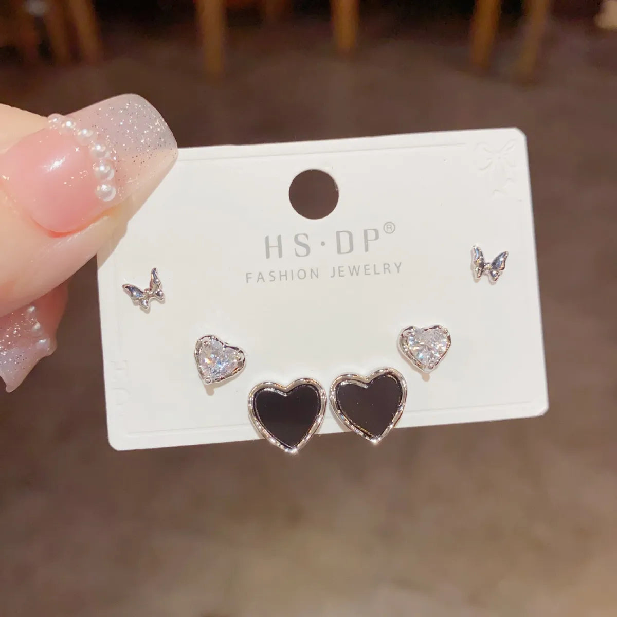 72# Silver-Heart-Shaped Zircon Butterfly Combination