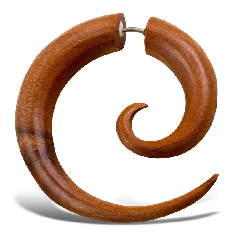 Chic Cuff Earrings-<span>EFW-001<span>: </span></span>Spirals - Tan Sabo Wood