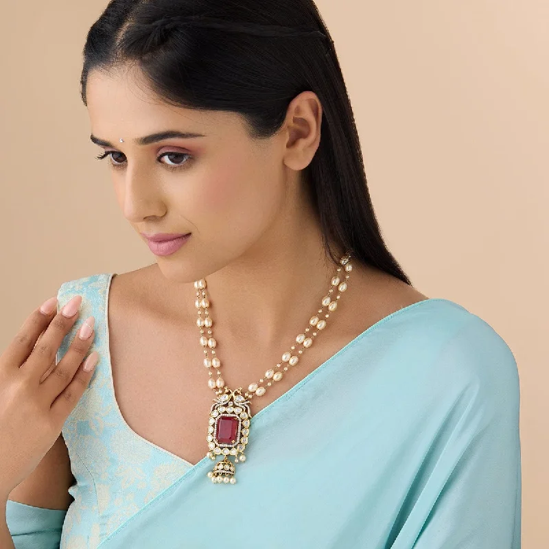 Double Layer Crystal Necklace-Kundan Necklace 173032